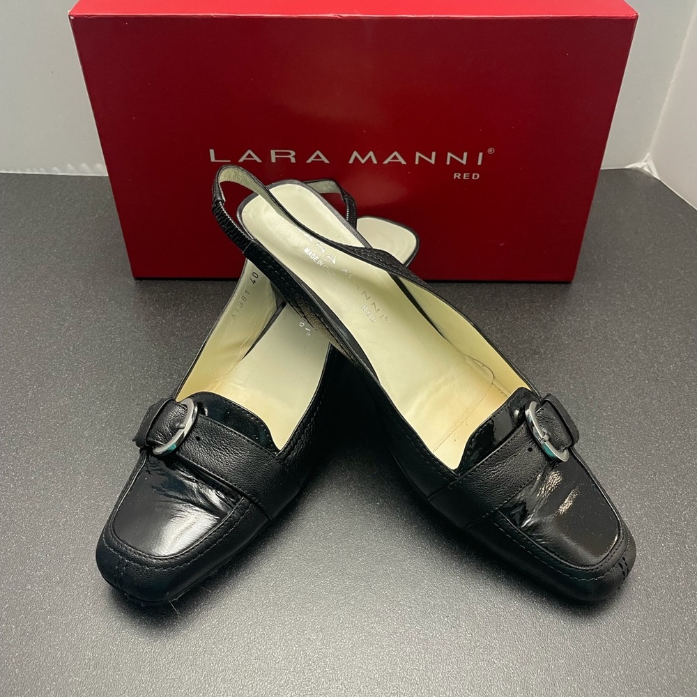 Lara Manni Women’s Sling Pumps Black Size 40.